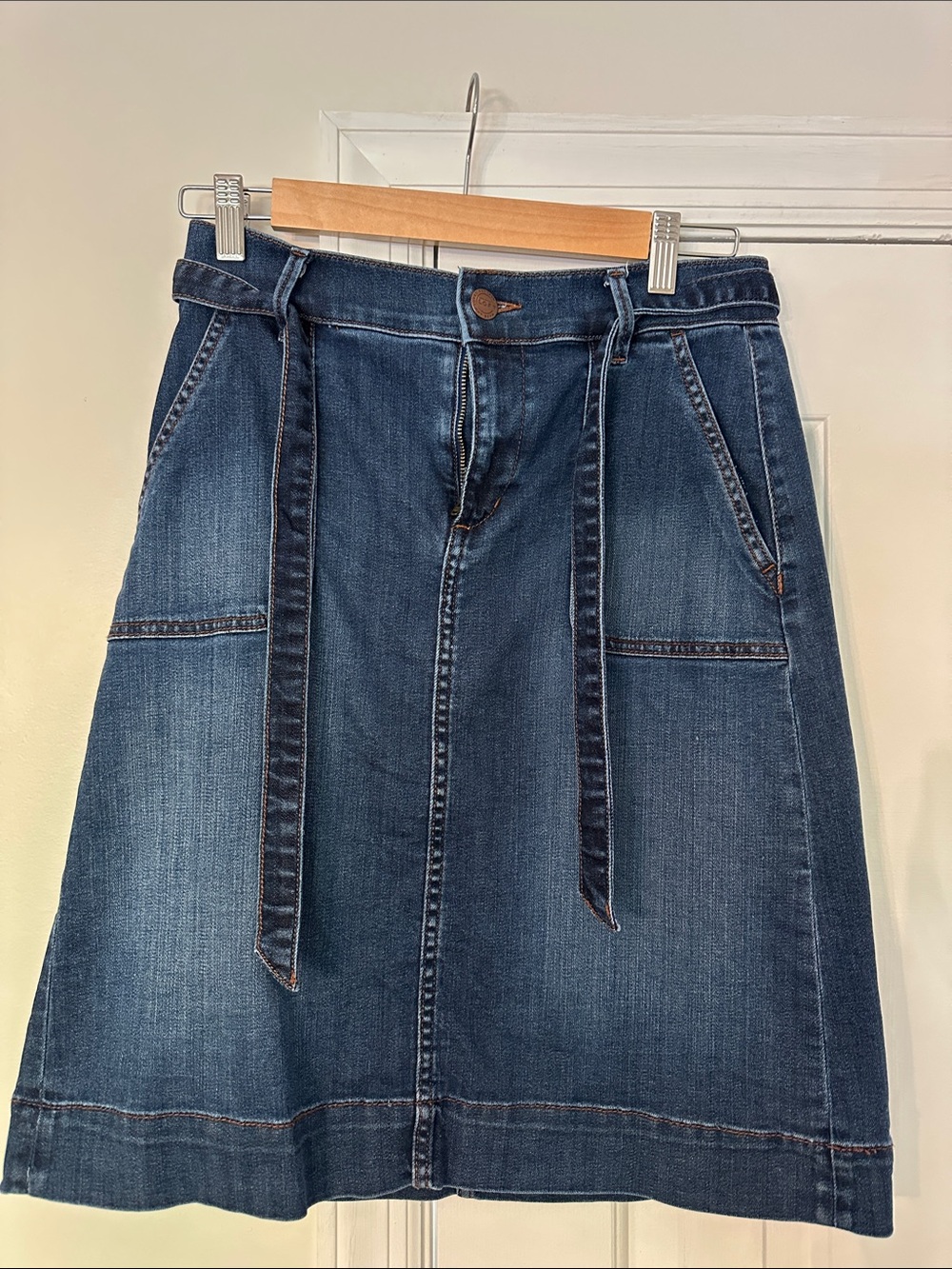 Loft denim knee length skirt